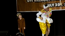 cute child and lady dance